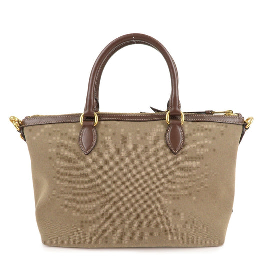 Prada Logo Jacquard Leather 2WAY Shoulder Bag Beige Brown IBA104