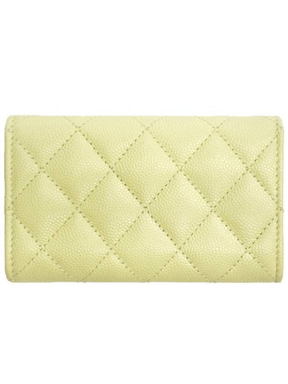 CC Logo Diamond Card Wallet Light Yellow Chanel
