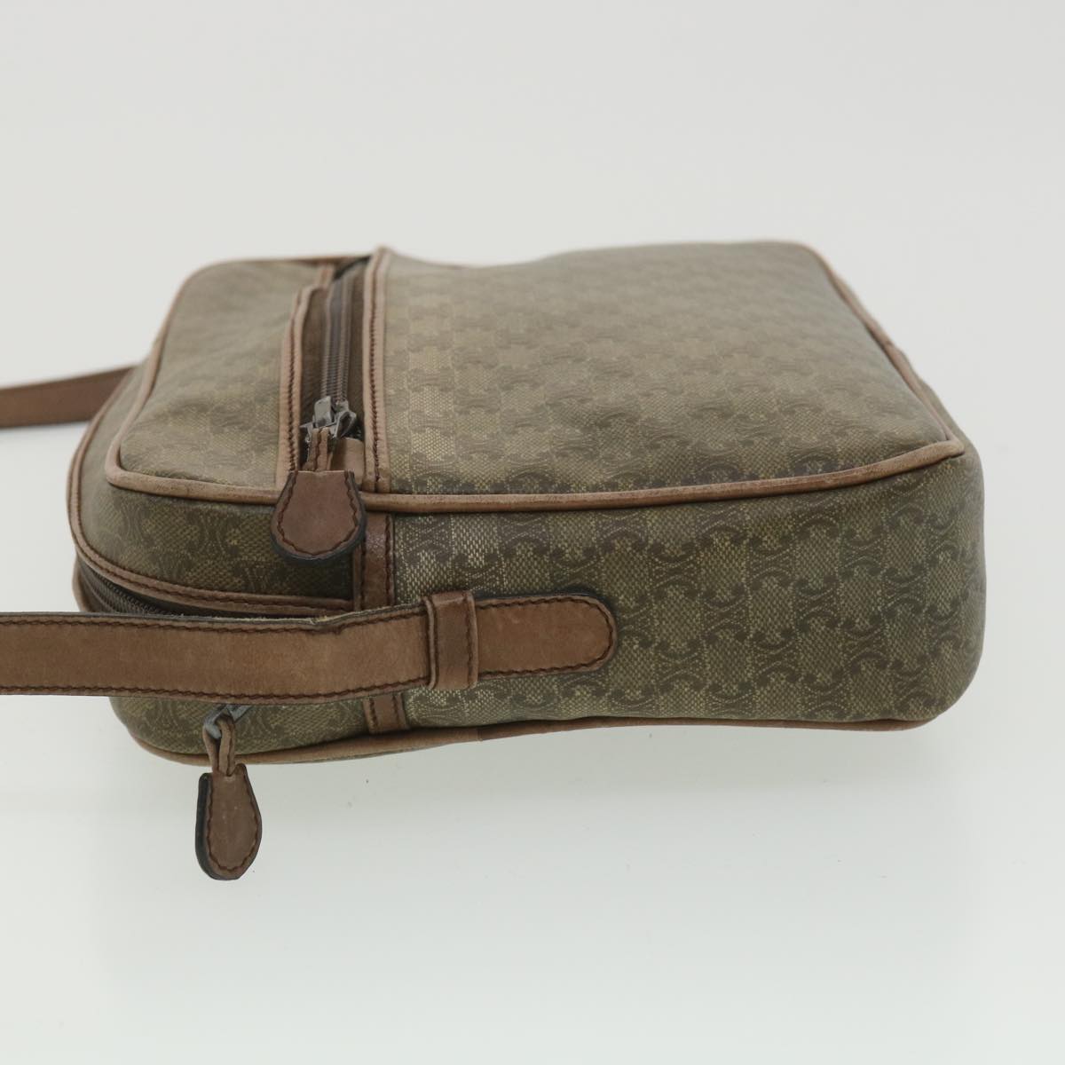 Celine Macadam Canvas Shoulder Bag PVC Leather Beige  37414