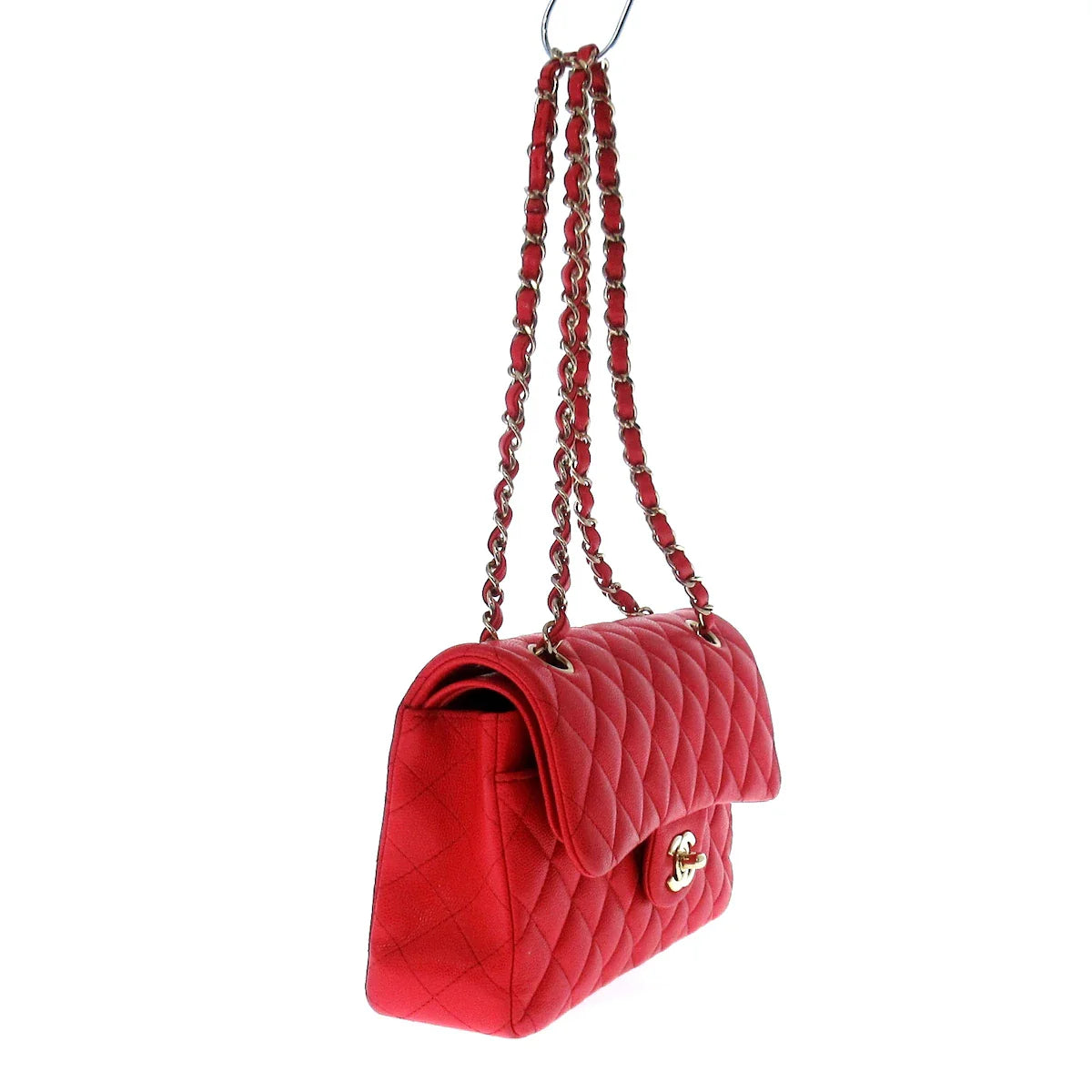Chanel red caviar small timeless bag