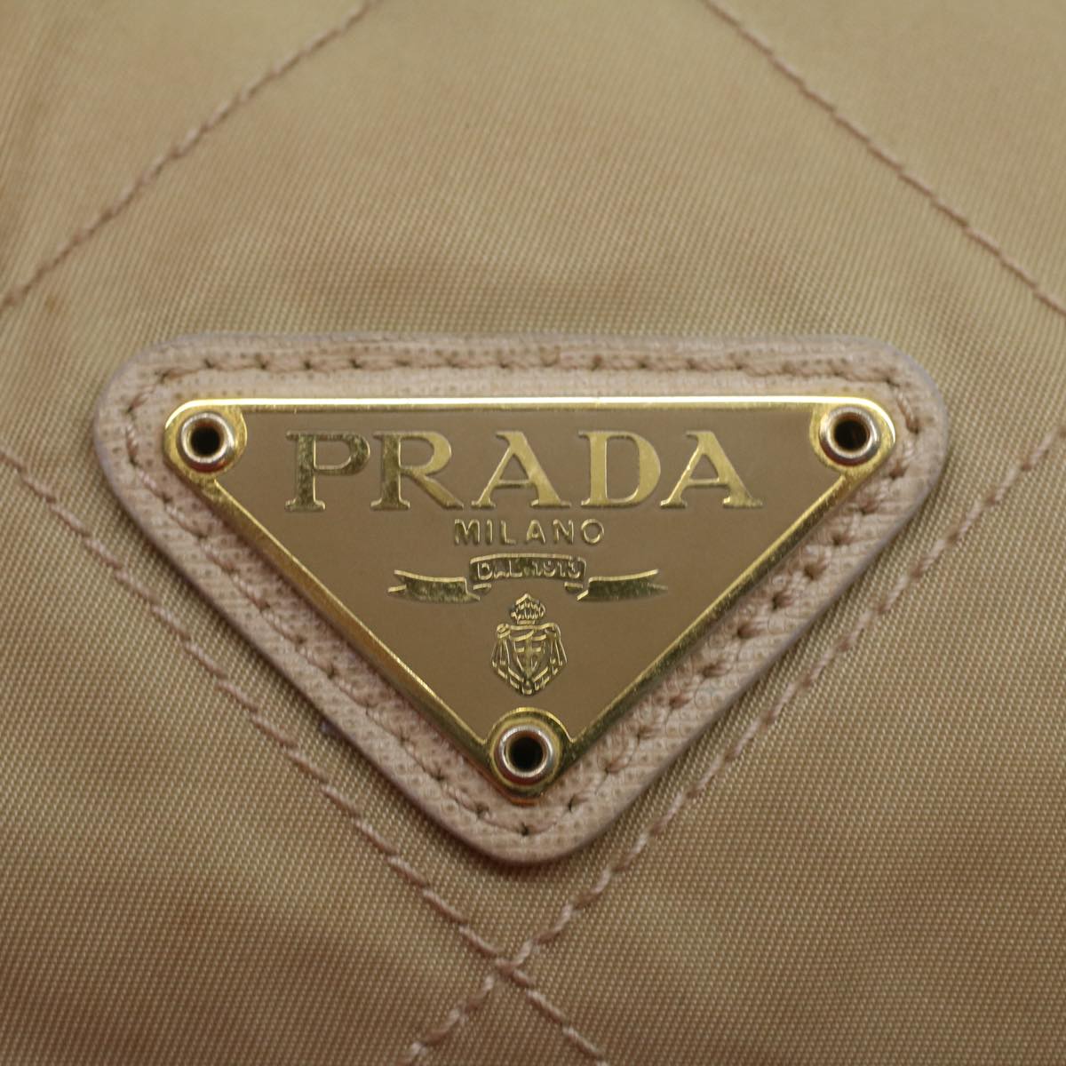 Prada Chain Hand Bag Nylon Beige  37564