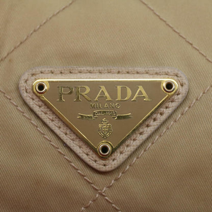 Prada Chain Hand Bag Nylon Beige  37564