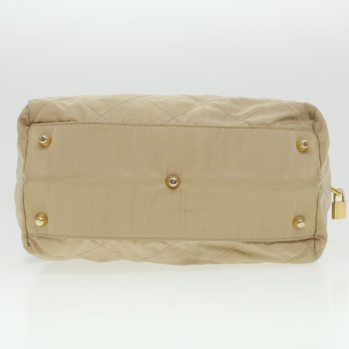 Prada Chain Hand Bag Nylon Beige  37564