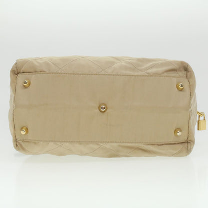 Prada Chain Hand Bag Nylon Beige  37564