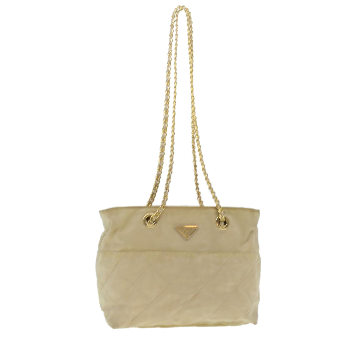 Prada Chain Shoulder Bag Nylon Beige  37714