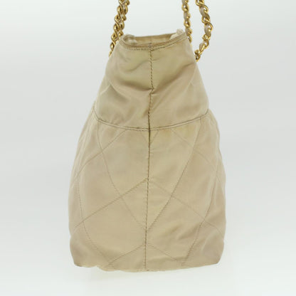 Prada Chain Shoulder Bag Nylon Beige  37714