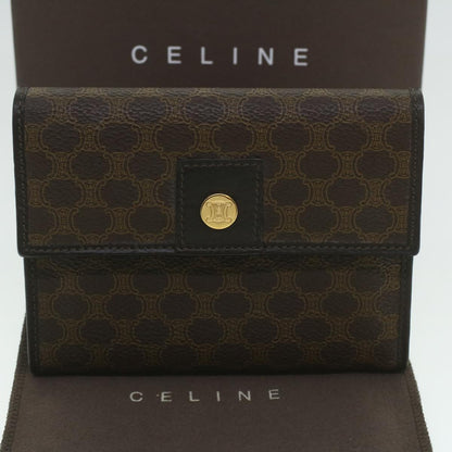 Celine Macadam Canvas Wallet PVC Leather Brown  37771