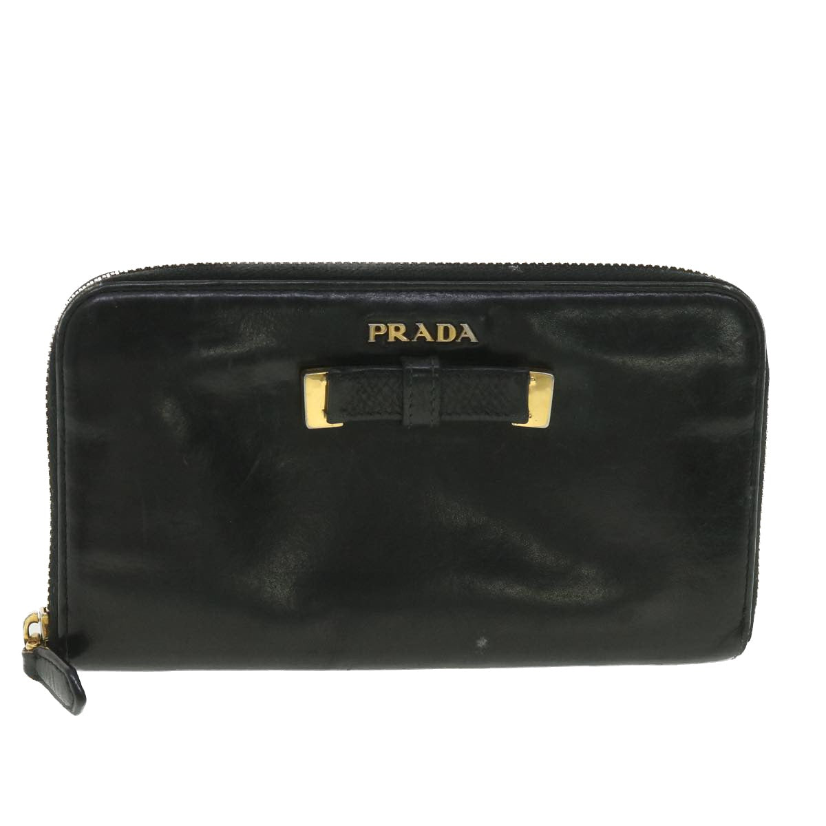 Prada Long Wallet Leather Black  37991