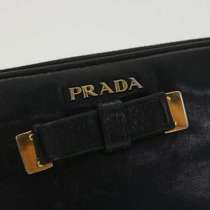 Prada Long Wallet Leather Black  37991