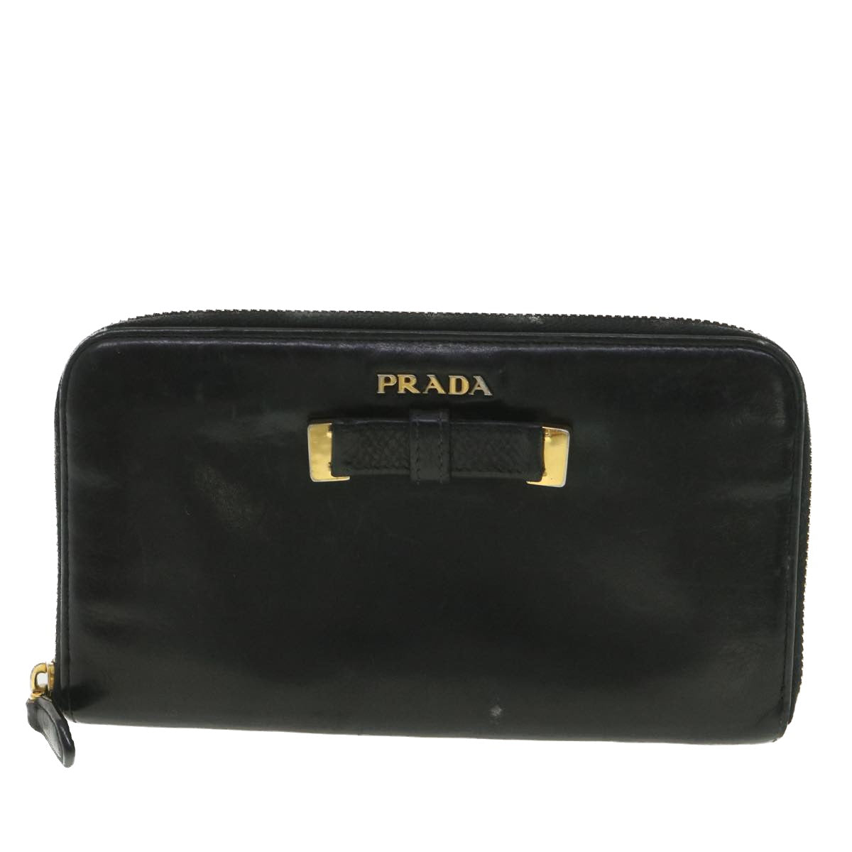 Prada Long Wallet Leather Black  37991