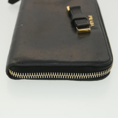 Prada Long Wallet Leather Black  37991