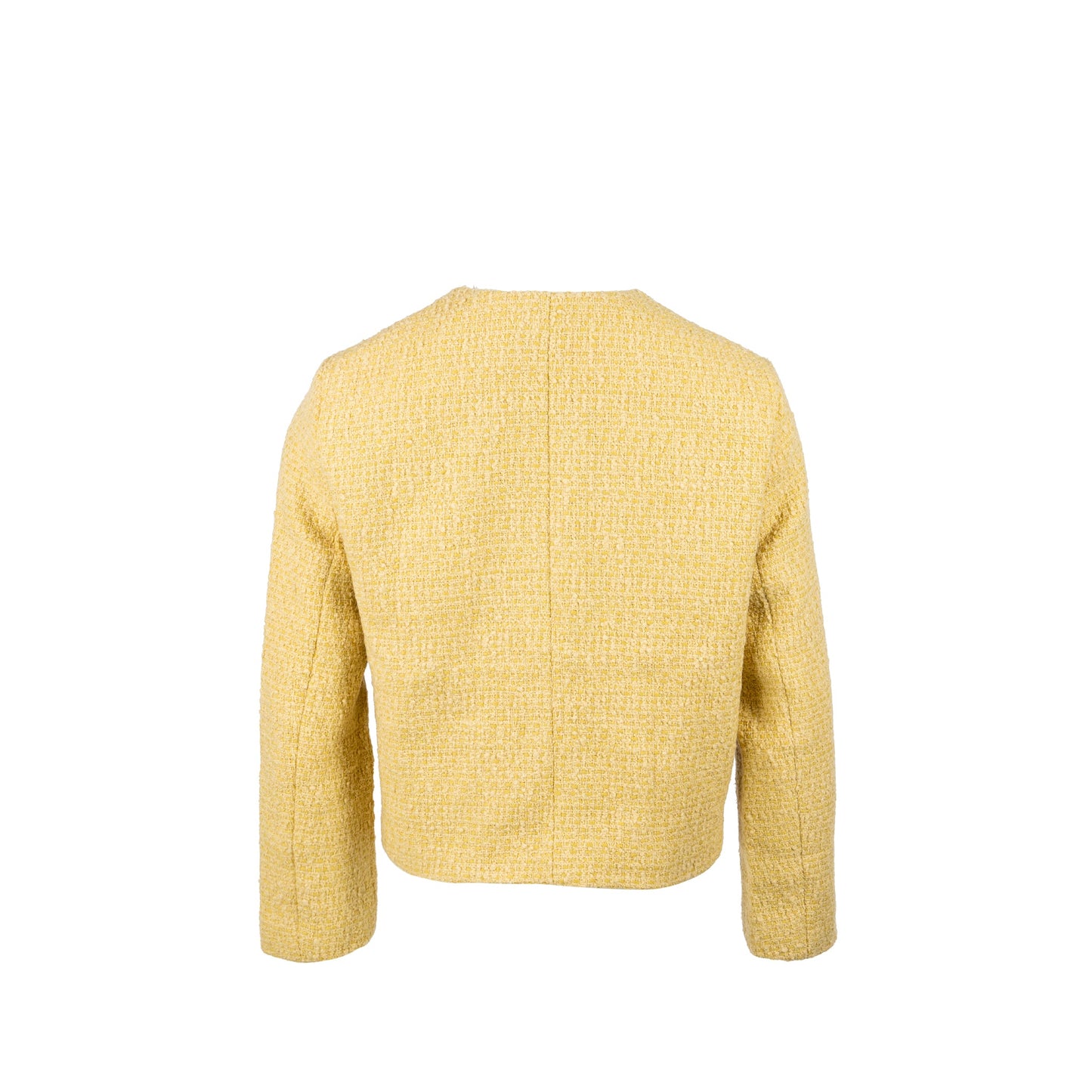 Celine Size 38 boucle chasseur tweed jacket wool/cotton yellow