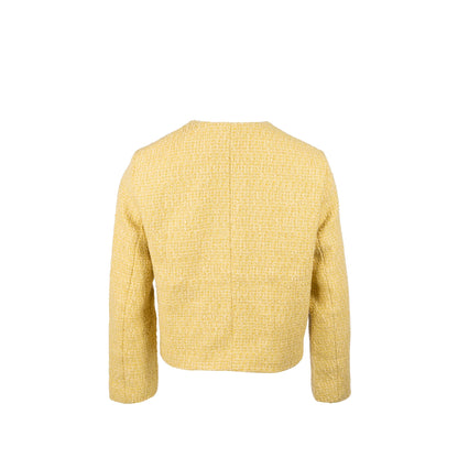 Celine Size 38 boucle chasseur tweed jacket wool/cotton yellow