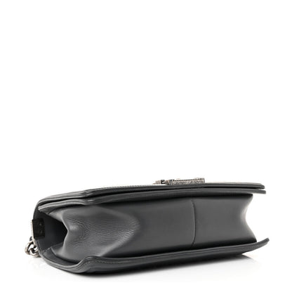 Tweed Calfskin Medium Boy Flap Grey