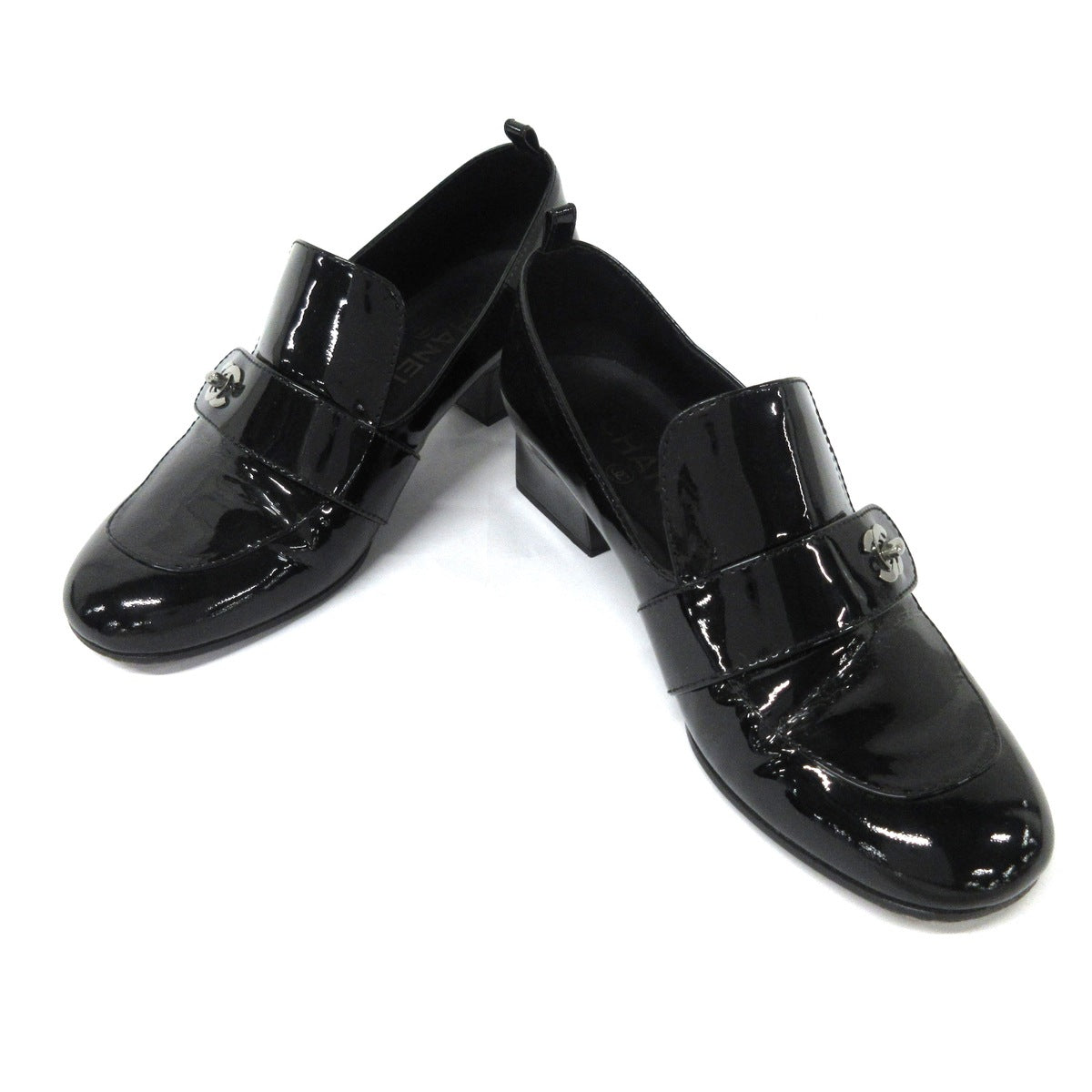 Chanel Black patent pumps