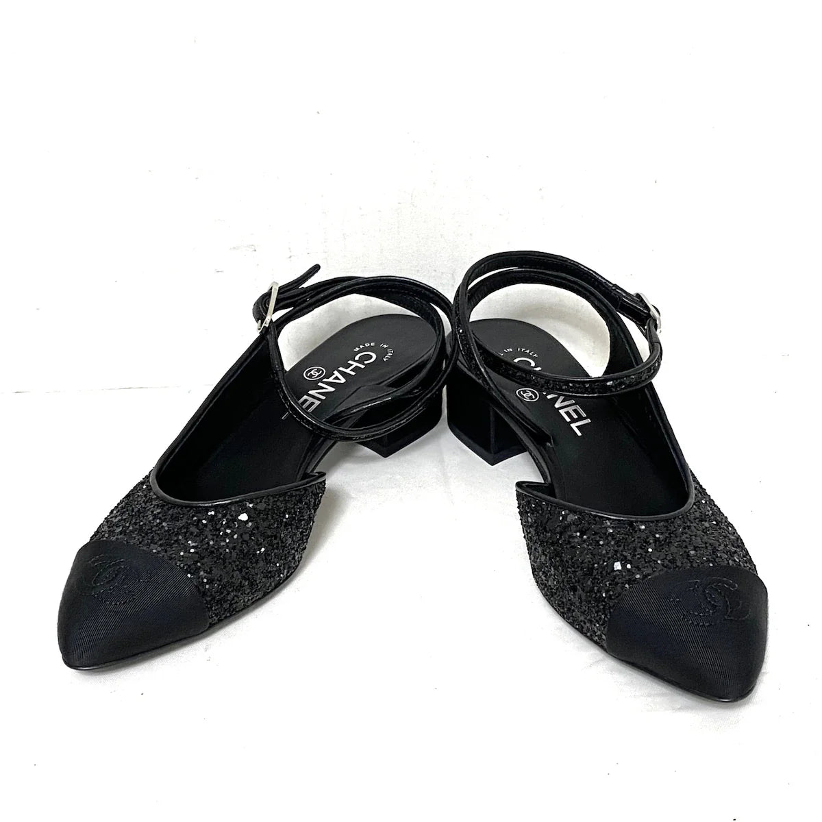 CHANEL SLINGBACK GLITTER, SIZE 36.5