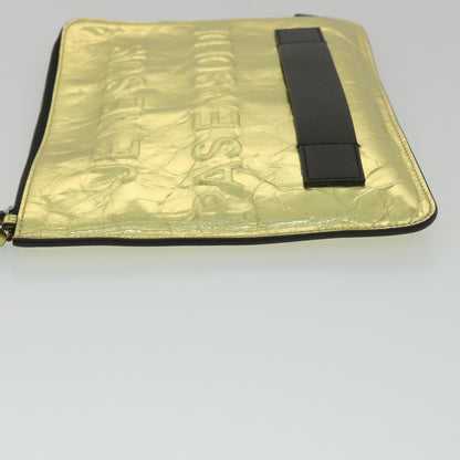 Chanel Clutch Bag Metallic Leather Gold A CC Auth
