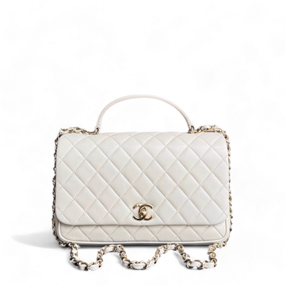 Chanel Citizen Chic Flap Bag - Medium Lambskin Cream White Quilted Gold Hardware Series 25