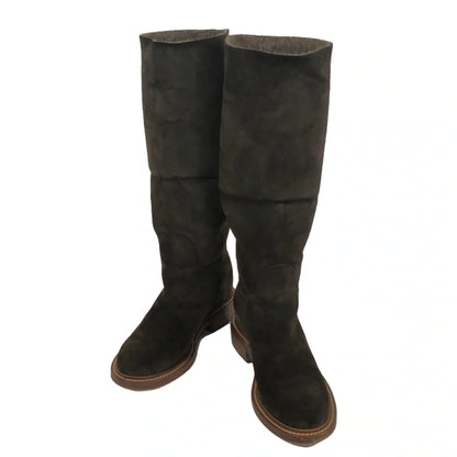 Chanel brown suede boots