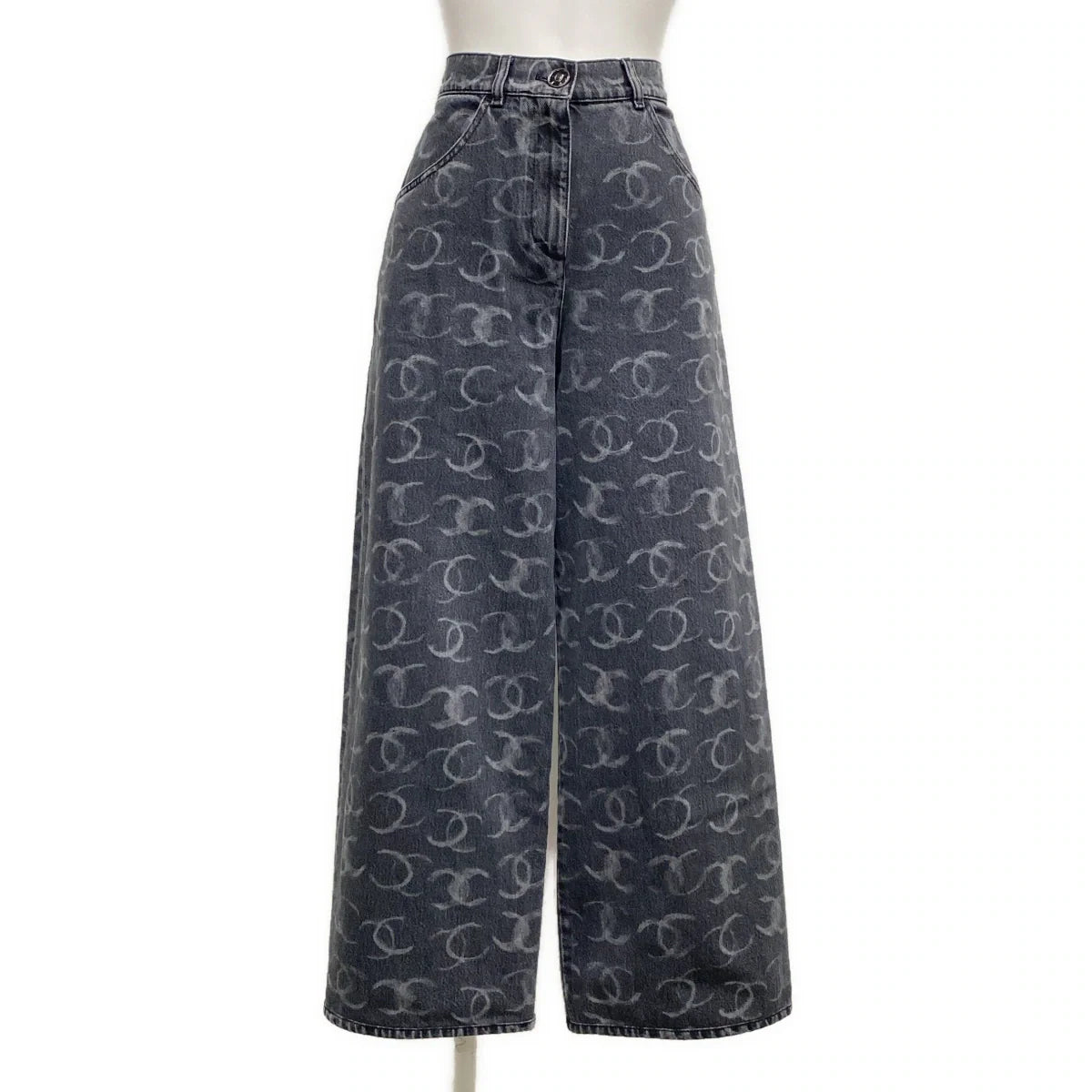 Chanel Dark Grey CC wide leg  jeans