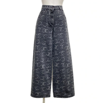 Chanel Dark Grey CC wide leg  jeans