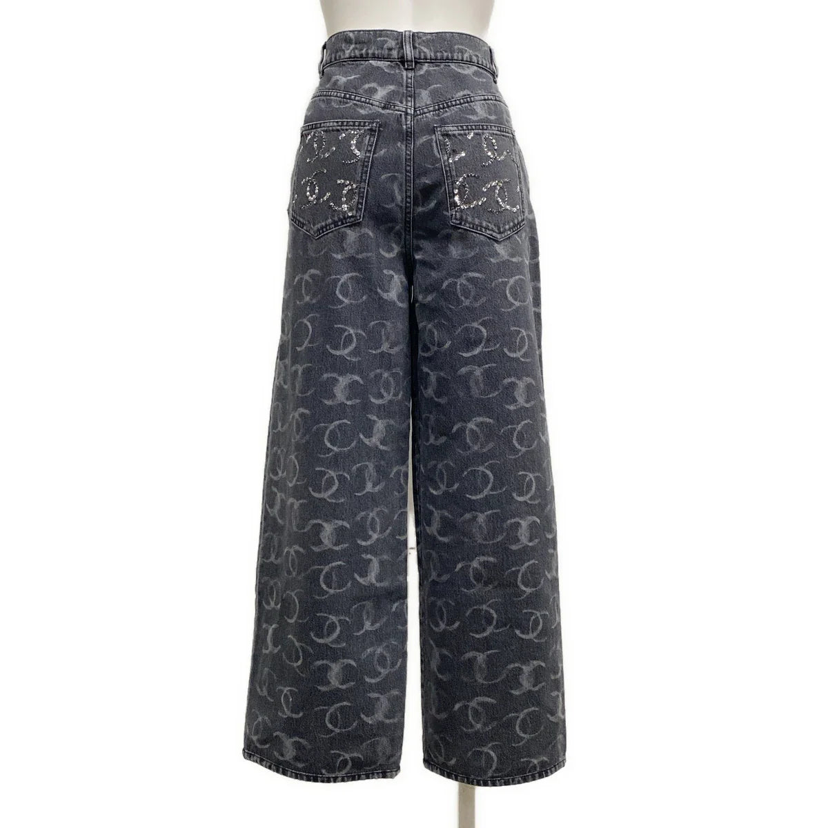 Chanel Dark Grey CC wide leg  jeans