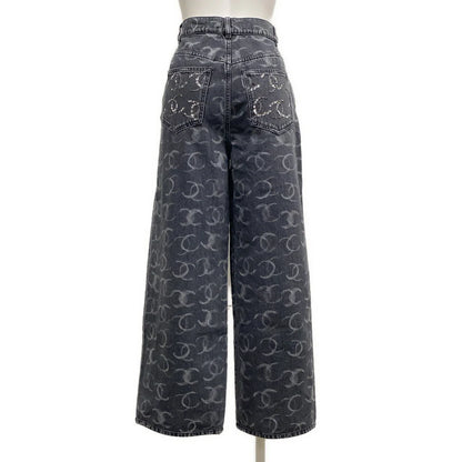 Chanel Dark Grey CC wide leg  jeans