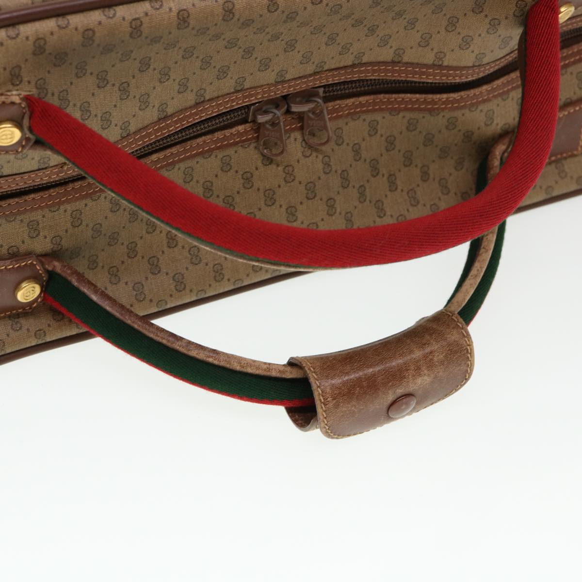 GUCCI Web Sherry Line Micro GG Canvas Boston Bag PVC Leather Brown  38417