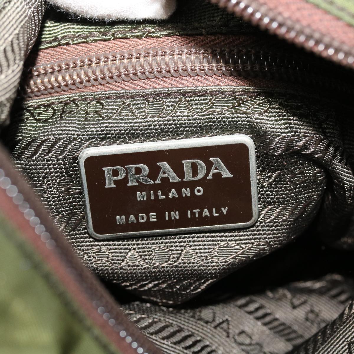 Prada Hand Bag Nylon Green  38494