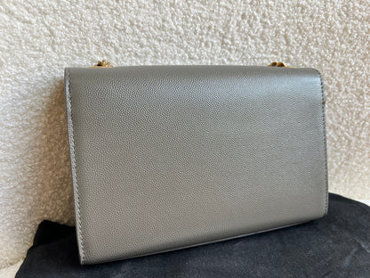 Yves Saint Laurent (YSL) Grey Small Kate with Gold Hardware