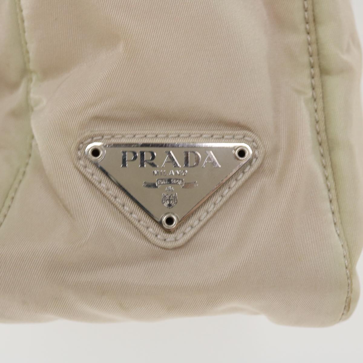 Prada Hand Bag Nylon Cream  38509