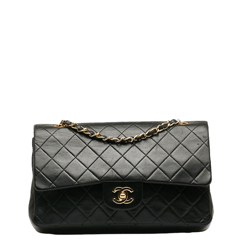 Chanel Matrases 25 Double Flap Chain houlder Bag Black Leather  Chanel