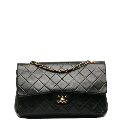 Chanel Matrases 25 Double Flap Chain houlder Bag Black Leather  Chanel