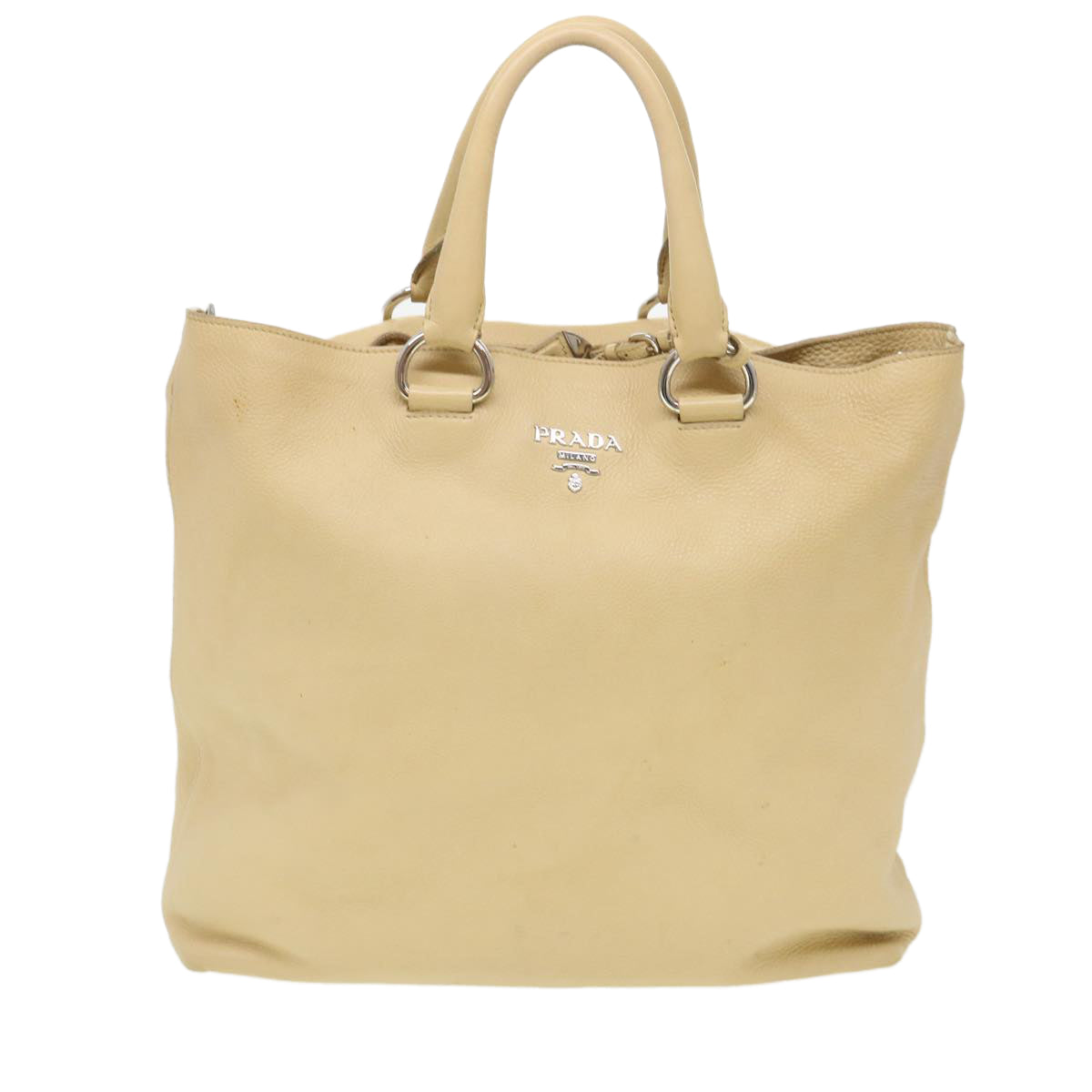 Prada Hand Bag Leather 2way Beige  38909