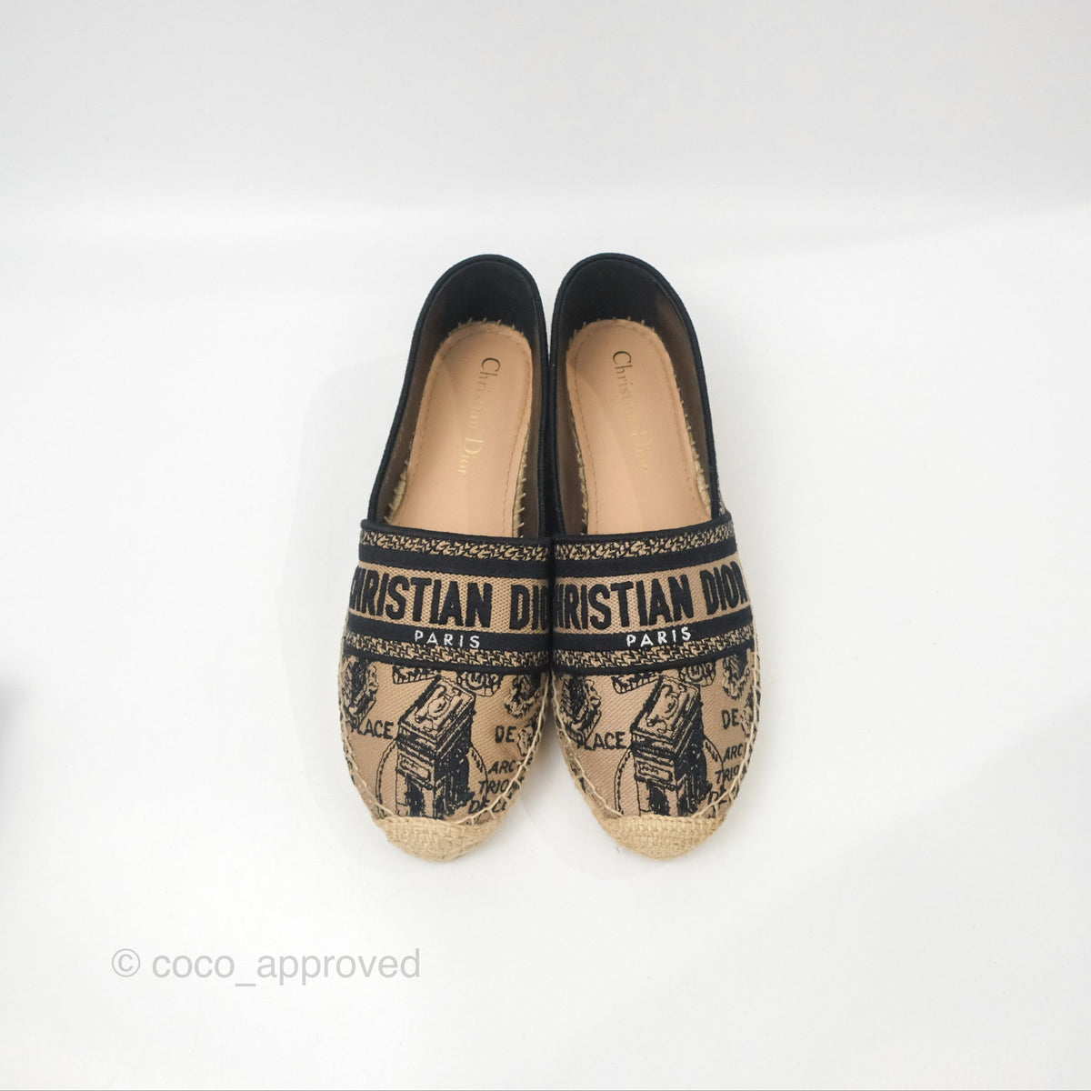 Dior Granville Espadrille Plan De Paris Beige Black Size 37.5