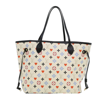 LOUIS VUITTON Monogram Game Neverfull MM Tote Bag White M57462 LV 38983A