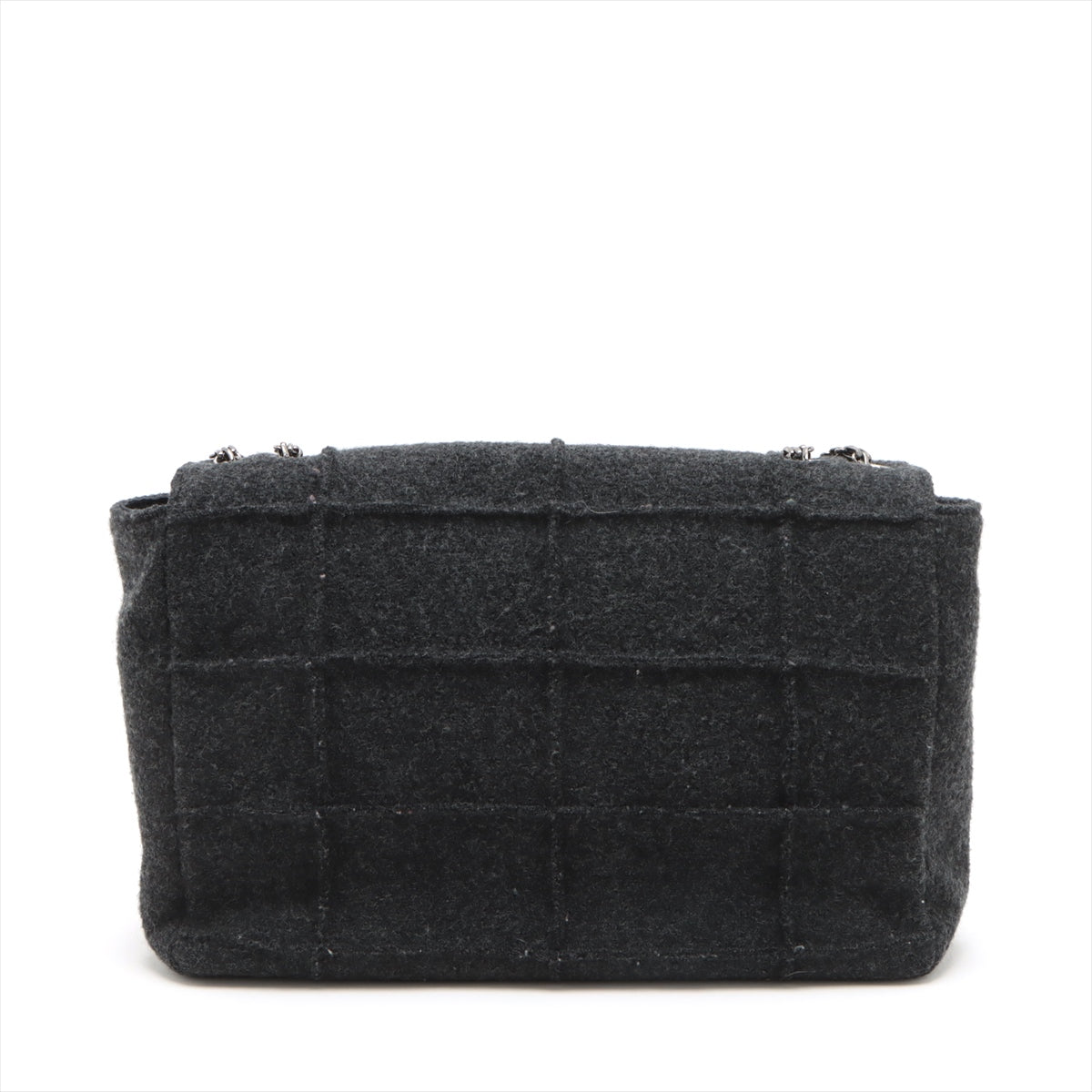 Chanel Chocolate Bar Wool Single Flap Double Chain Bag 2.55 Black Silver Gold  5th