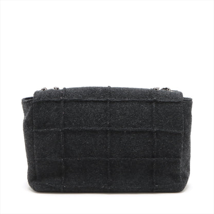 Chanel Chocolate Bar Wool Single Flap Double Chain Bag 2.55 Black Silver Gold  5th