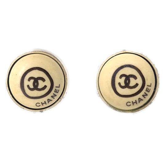 Chanel Button Pierced Earrings White 00T