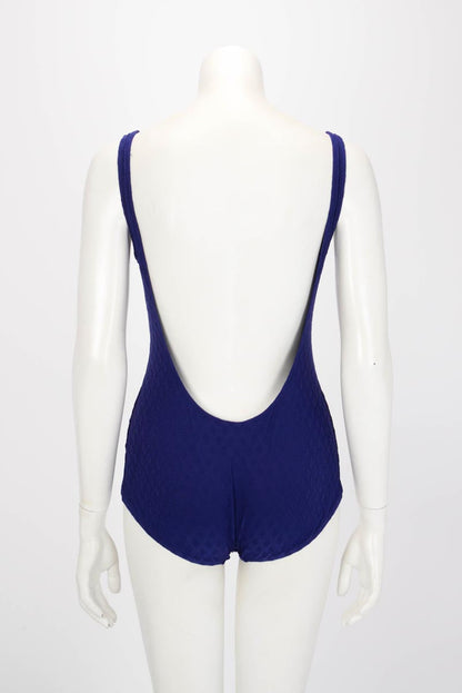 Chanel Dark Blue CC Jacquard One Piece Swimsuit Bodysuit FR 40