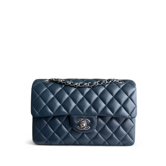 Chanel Classic Flap Small - Lambskin 23CM Quilted Dark Blue Silver Hardware Series 26