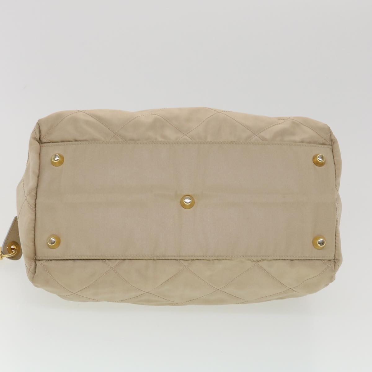 Prada Chain Hand Bag Nylon Beige  39063