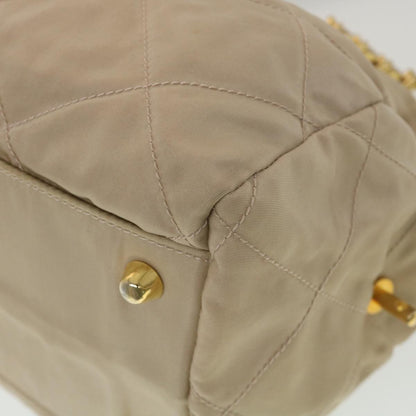 Prada Chain Hand Bag Nylon Beige  39063