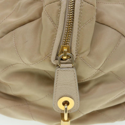 Prada Chain Hand Bag Nylon Beige  39063