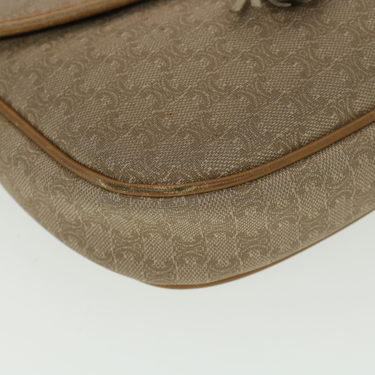 Celine Macadam Canvas Shoulder Bag PVC Leather Beige  39182