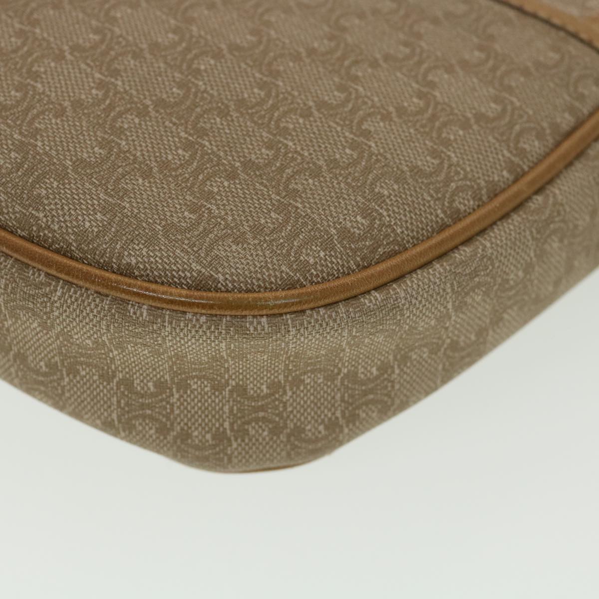 Celine Macadam Canvas Shoulder Bag PVC Leather Beige  39182
