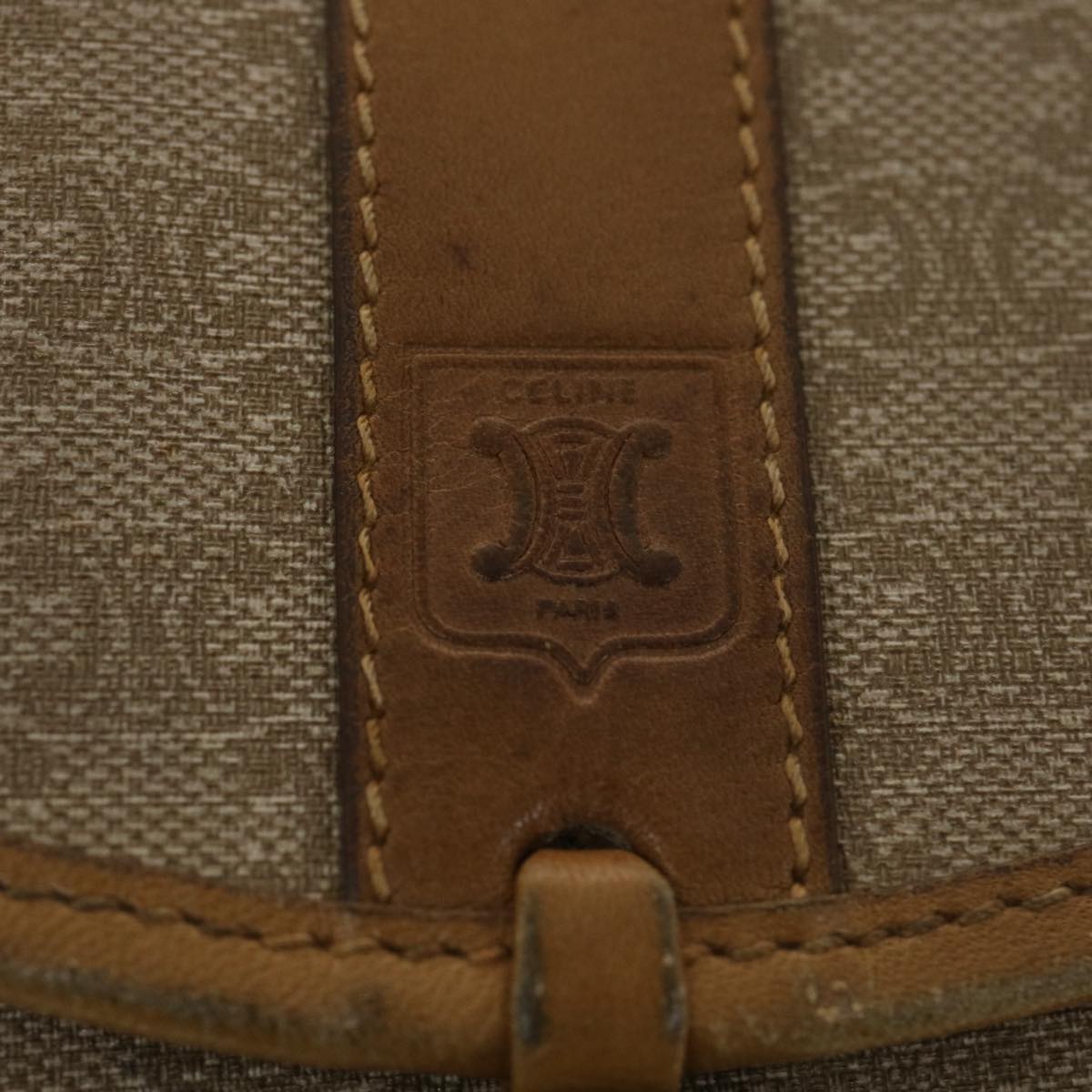 Celine Macadam Canvas Shoulder Bag PVC Leather Beige  39182