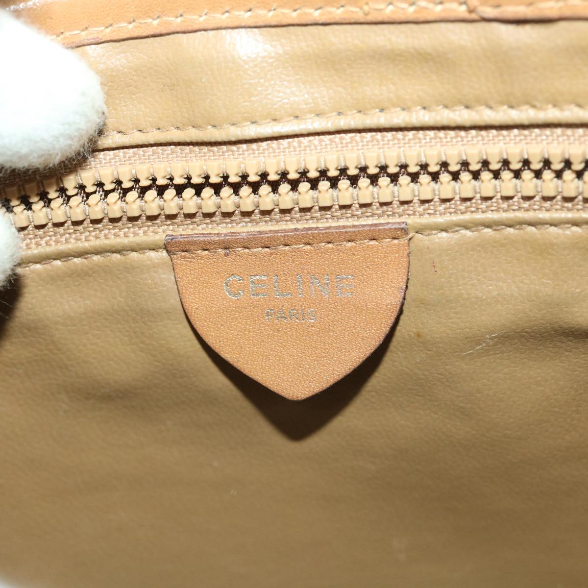 Celine Macadam Canvas Shoulder Bag PVC Leather Beige  39182