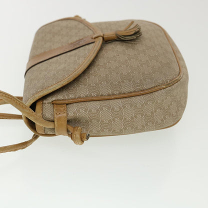 Celine Macadam Canvas Shoulder Bag PVC Leather Beige  39182