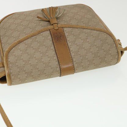 Celine Macadam Canvas Shoulder Bag PVC Leather Beige  39182